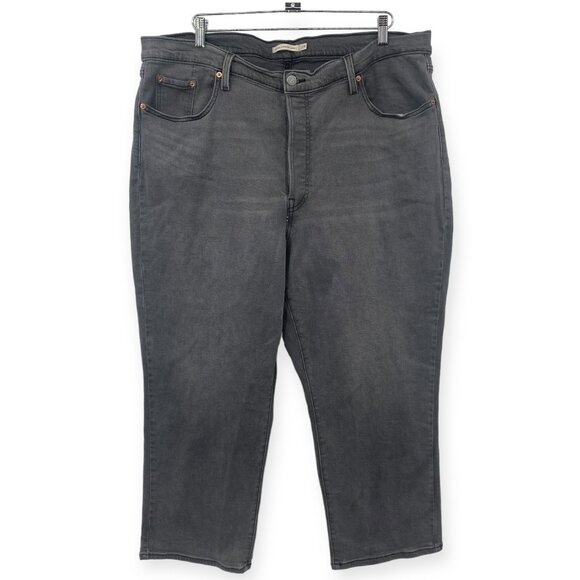 Levi's Ribcage Straight Ankle Jeans Women Size 22W Gray Denim Stretch Slim Capri - Picture 1 of 15